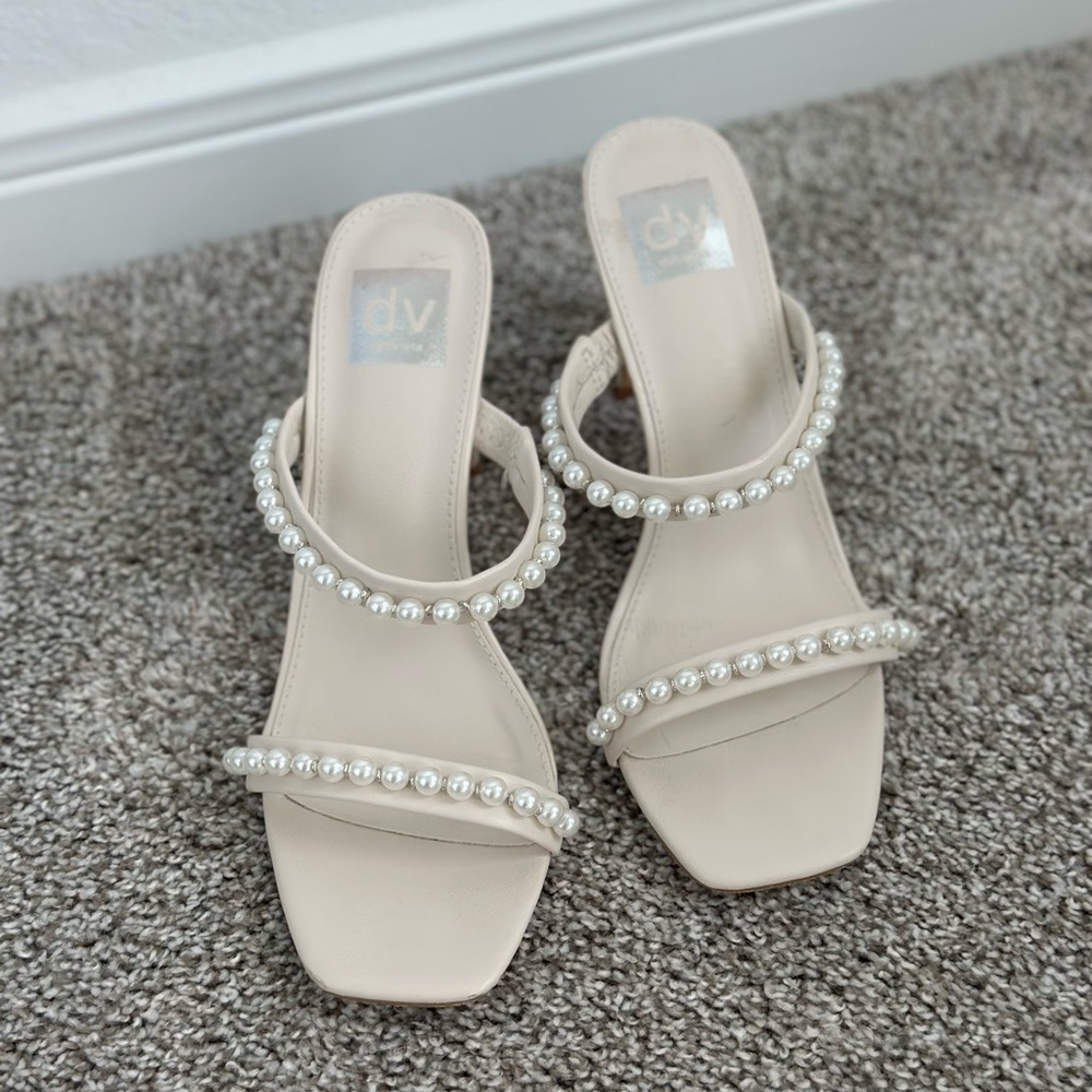 DV by Dolce Vita Women's Cream Pearl-Embellished Heels